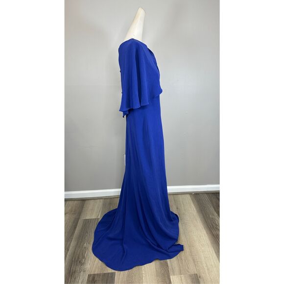 Teri Jon by Rickie Freeman Capelet Crepe Column Gown US14 $660 - Picture 9 of 10